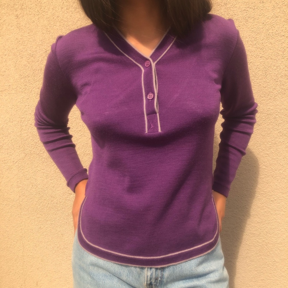 1970s/80s wool blend purple long sleeve